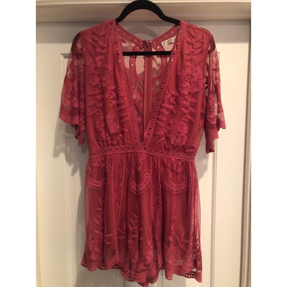 Deep V Neck Lace Romper